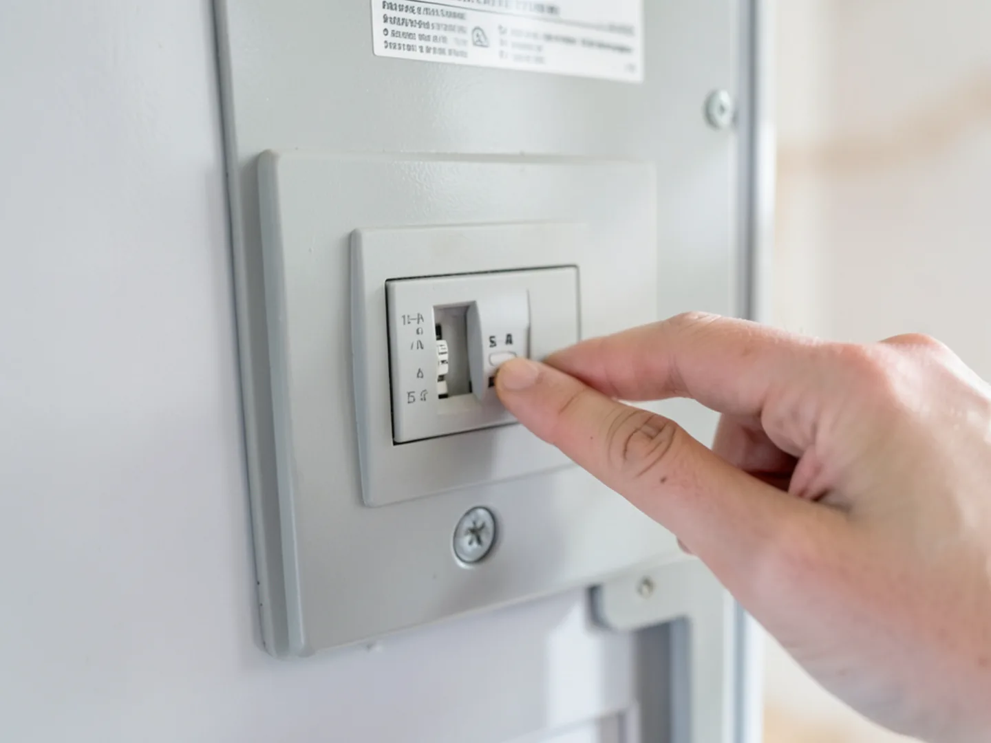Inspecting the dedicated furnace breaker in a residential electrical service panel