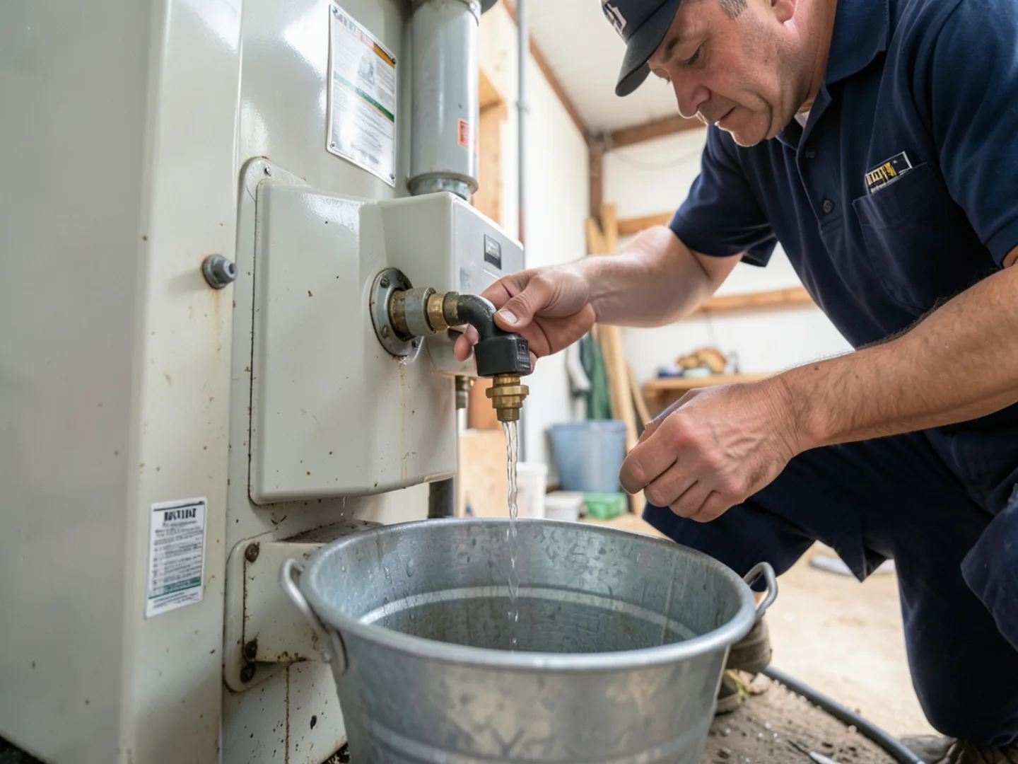 Testing low-water cutoff safety switch on an older residential steam boiler