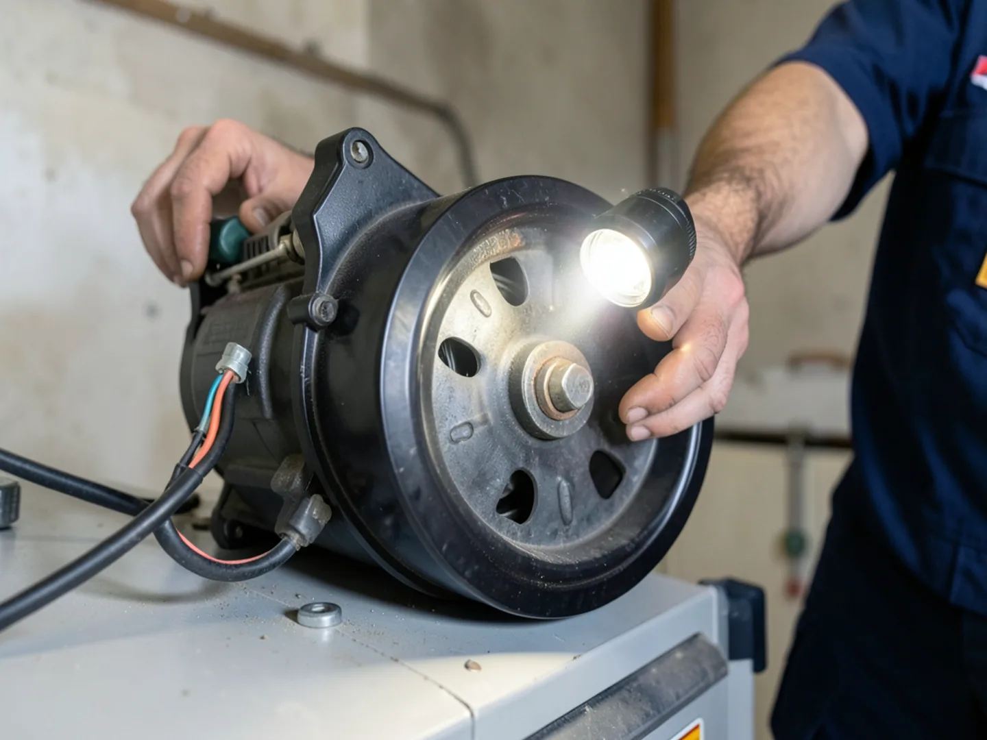 Inspecting draft inducer motor assembly on a high-efficiency furnace