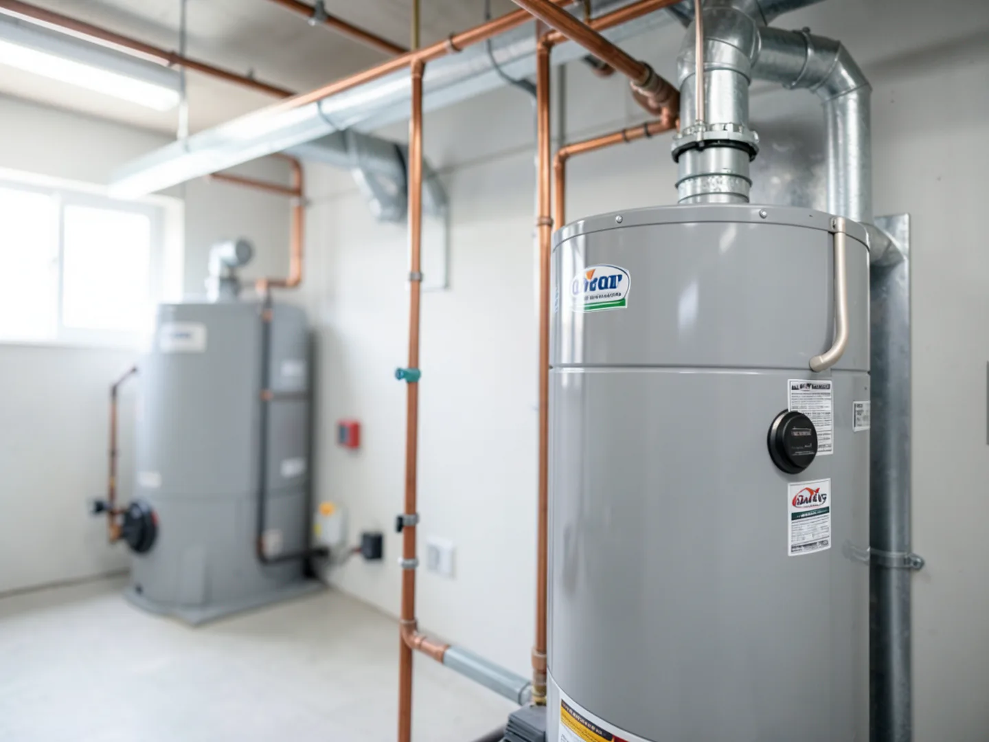 Clean mechanical room with new high-efficiency heating install