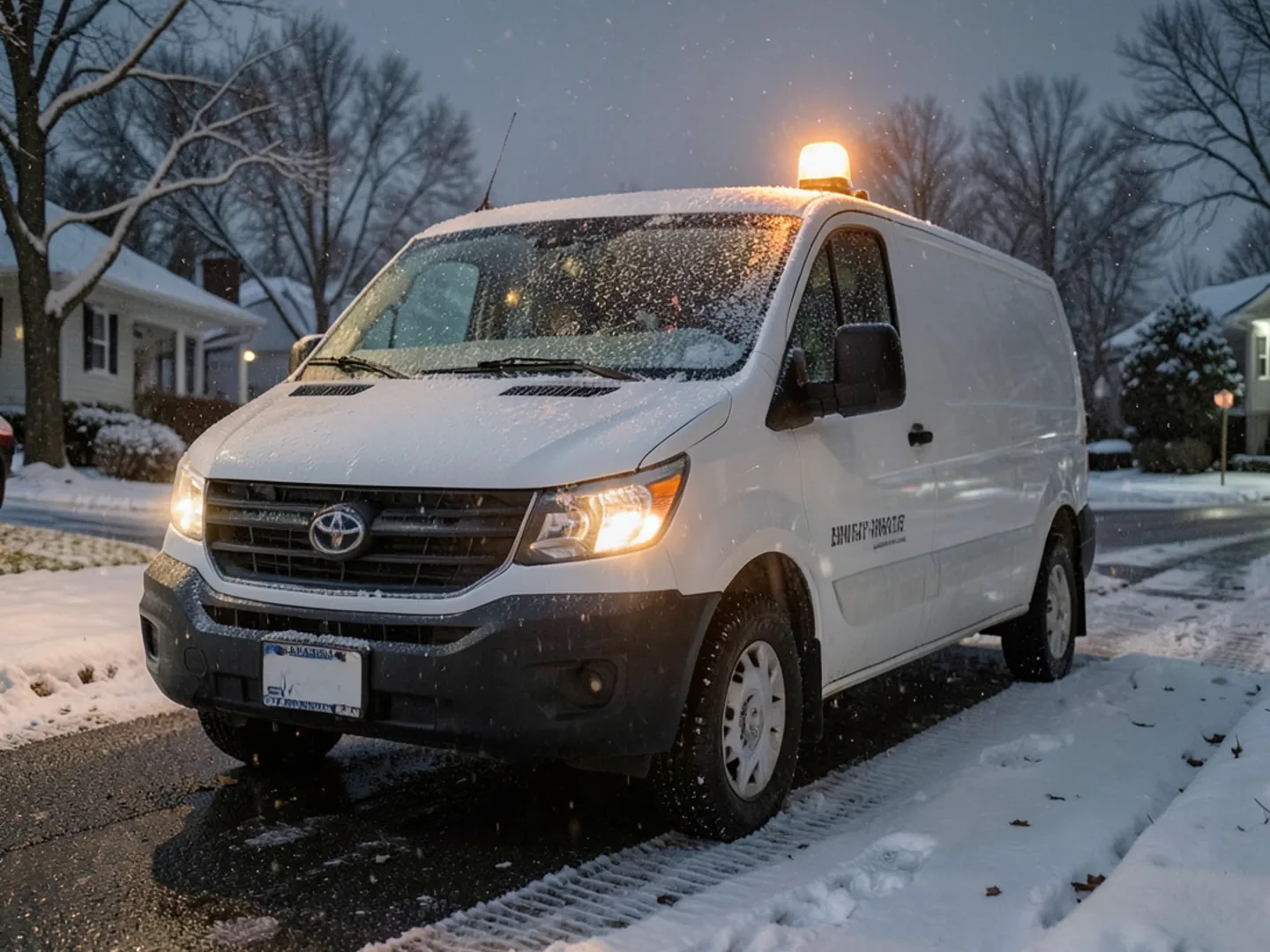 Service van during nighttime emergency winter call