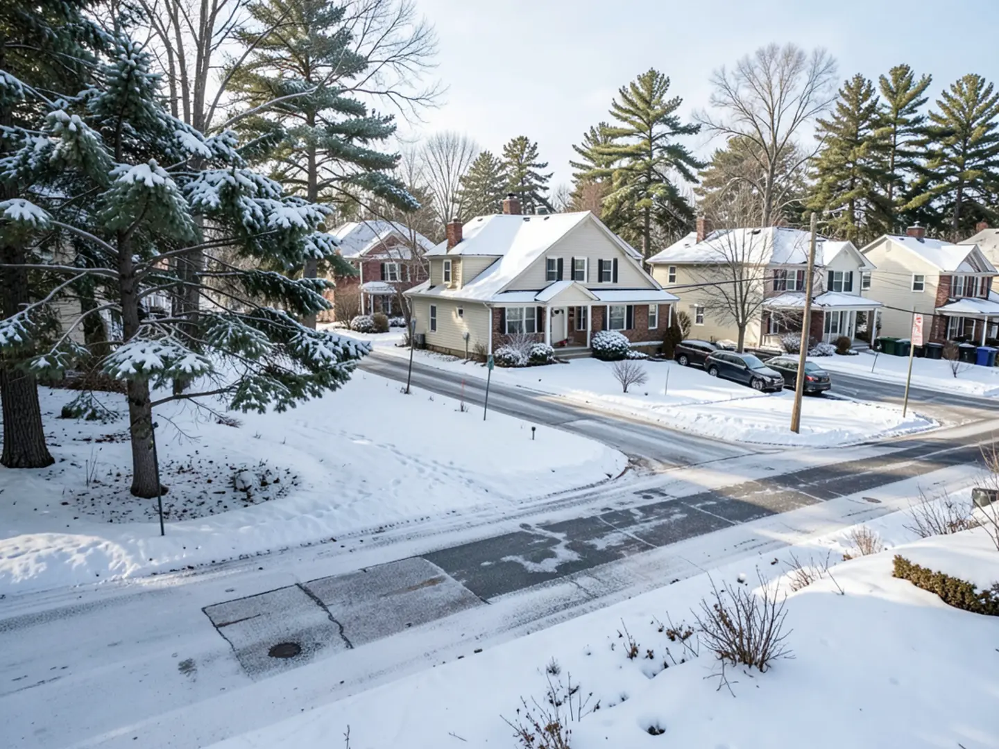 Scenic Merrimack NH residential neighborhood in winter